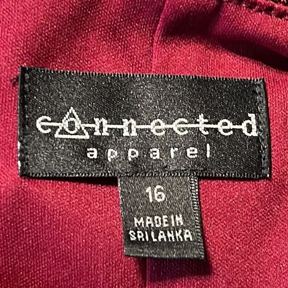 Formal Dress Womans Size 16 Maroon Flutter Sleeve Floral Lace Connected Apparel - Picture 8 of 9